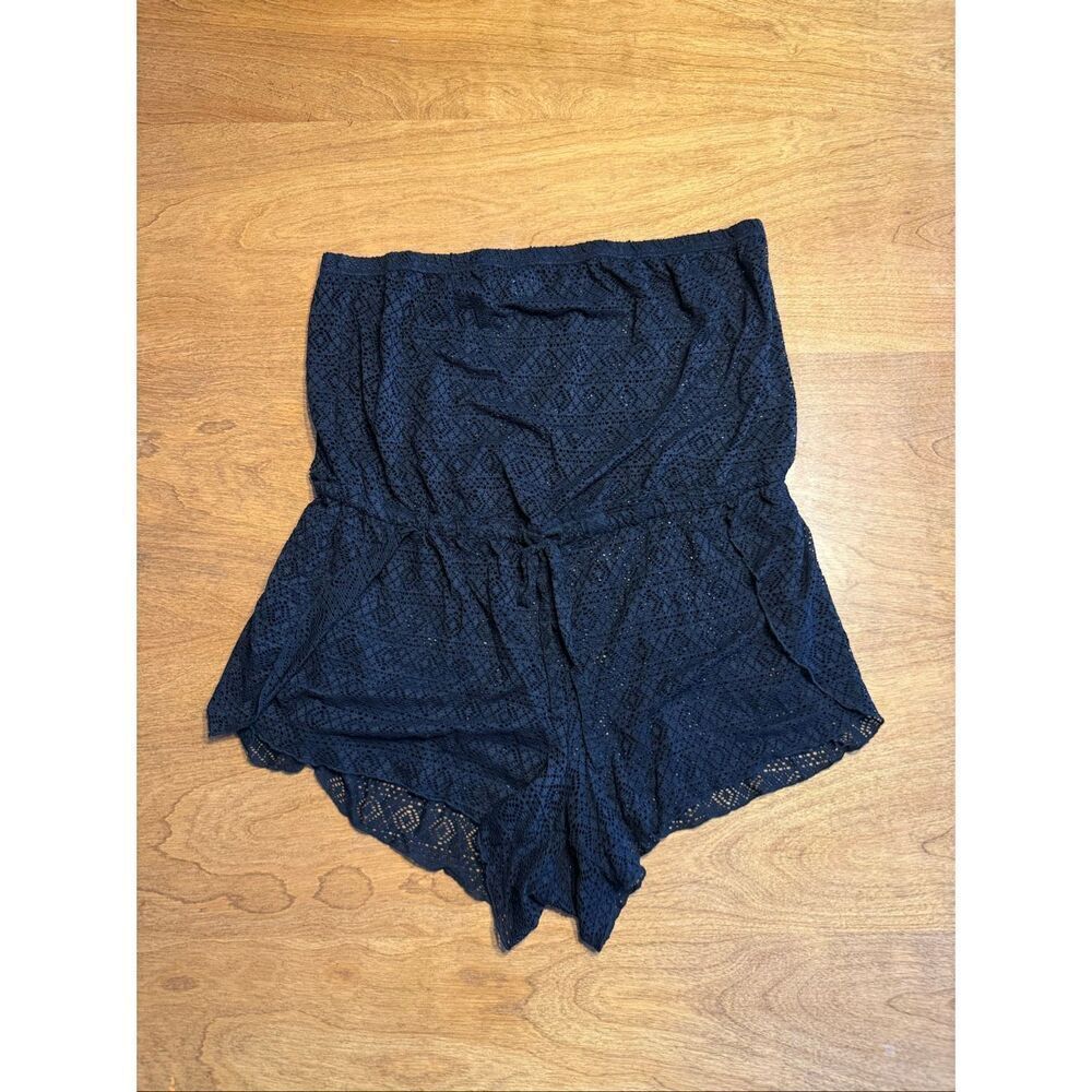 Torrid Women's Lace Strapless Tie Waist Romper Swim Cover Up Black Size 0
